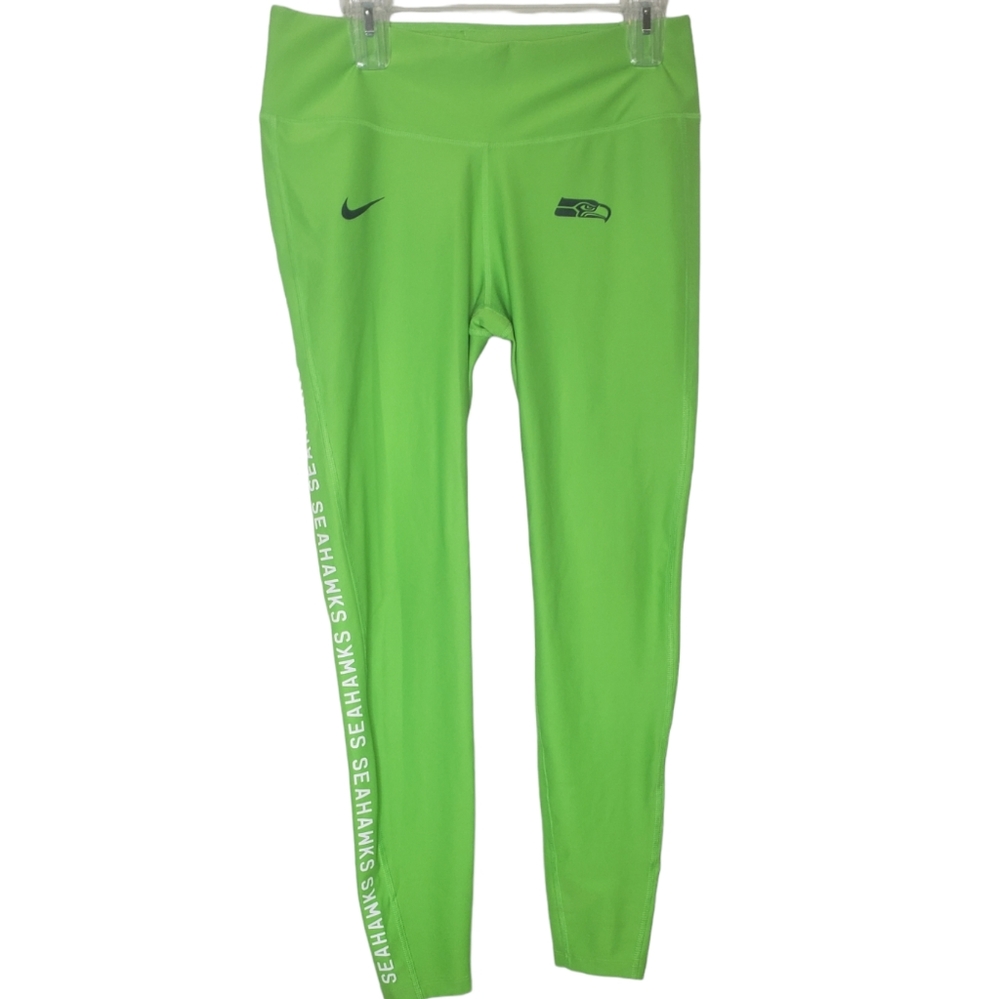 Nike Dry Fit Sea Hawks Lime Green Leggings Size Large